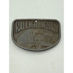Vintage Raleigh Lights Semi Truck Belt Buckle Promo Cast Metal Silver